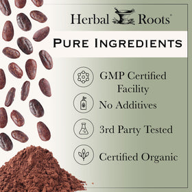Herbal Roots Poudre de Cacao Énergétique Bio 240g en boisson chaude
