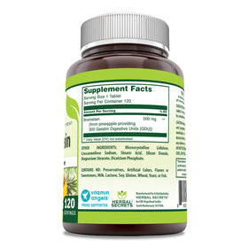 Herbal Secrets Bromélaïne 500 mg étiquette du flacon et informations