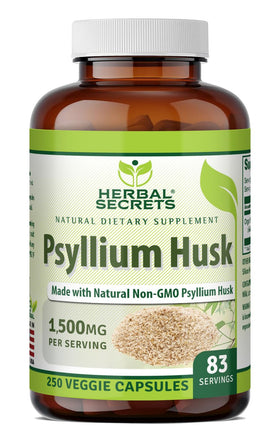 Herbal Secrets Complément Alimentaire Psyllium 500 mg Gélules Végétales 250 Count