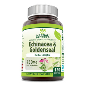 Herbal Secrets Échinacée Goldenseal 450 Mg 120 capsules végétales vue avant
