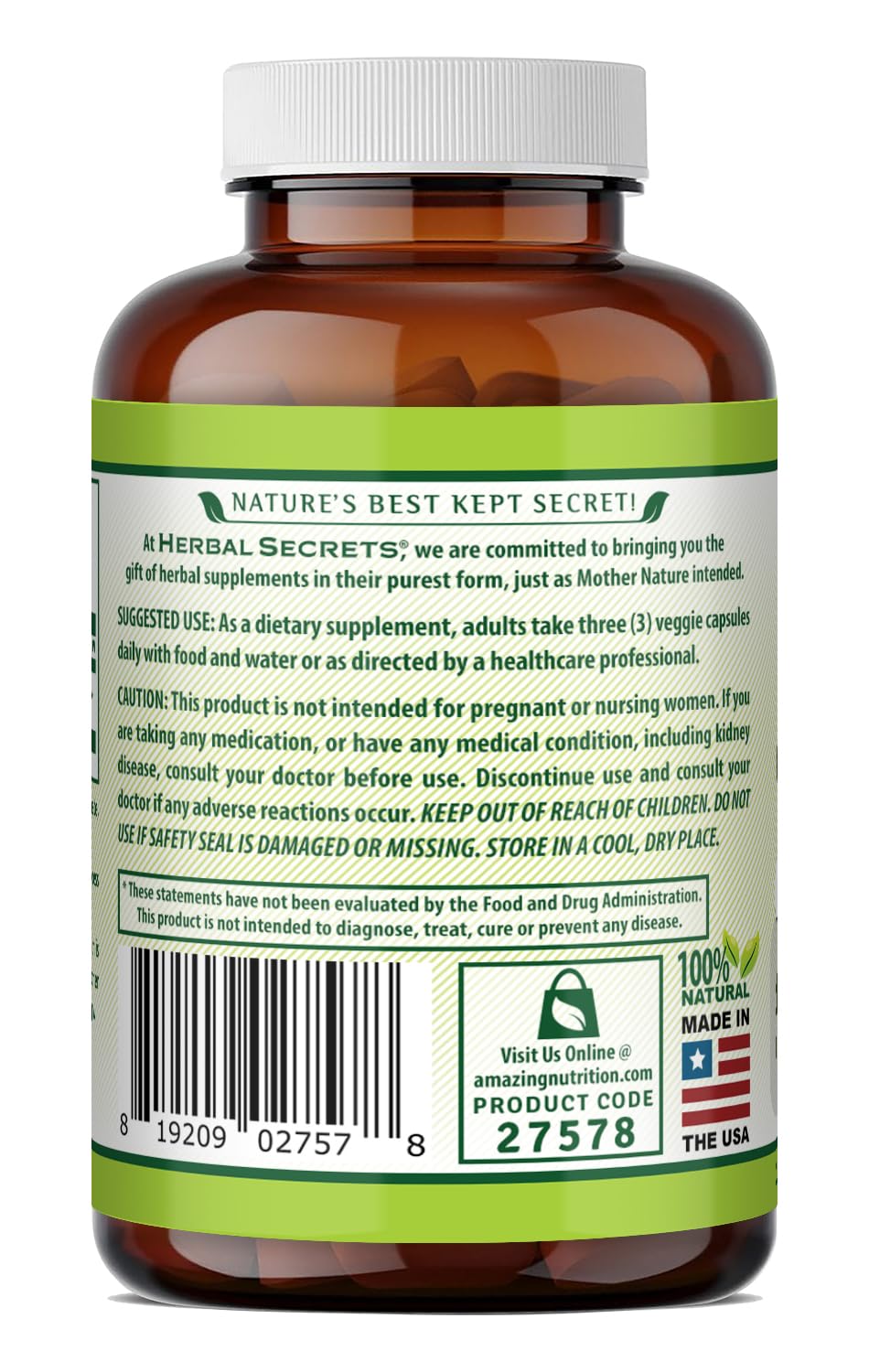 Herbal Secrets Extrait de Graines de Céleri informations nutritionnelles