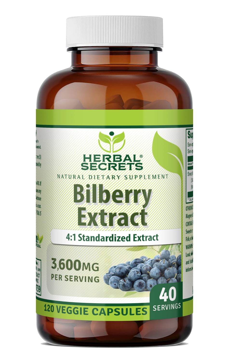 Herbal Secrets Extrait de Myrtille 3600 mg - Bouteille avant