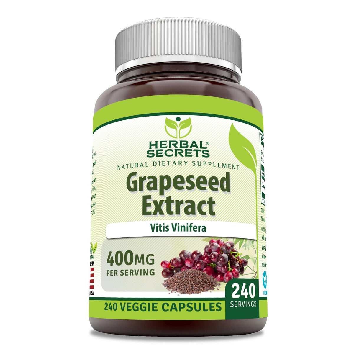 Herbal Secrets Extrait de Pépin de Raisin 400 mg Capsules Végétales avant