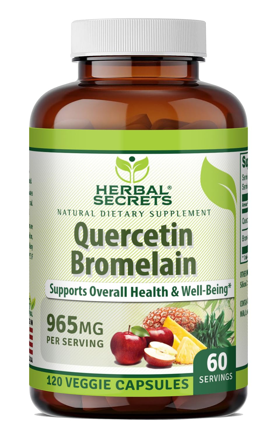 Herbal Secrets Quercétine 800mg avec Bromélaïne 165mg capsules végétales
