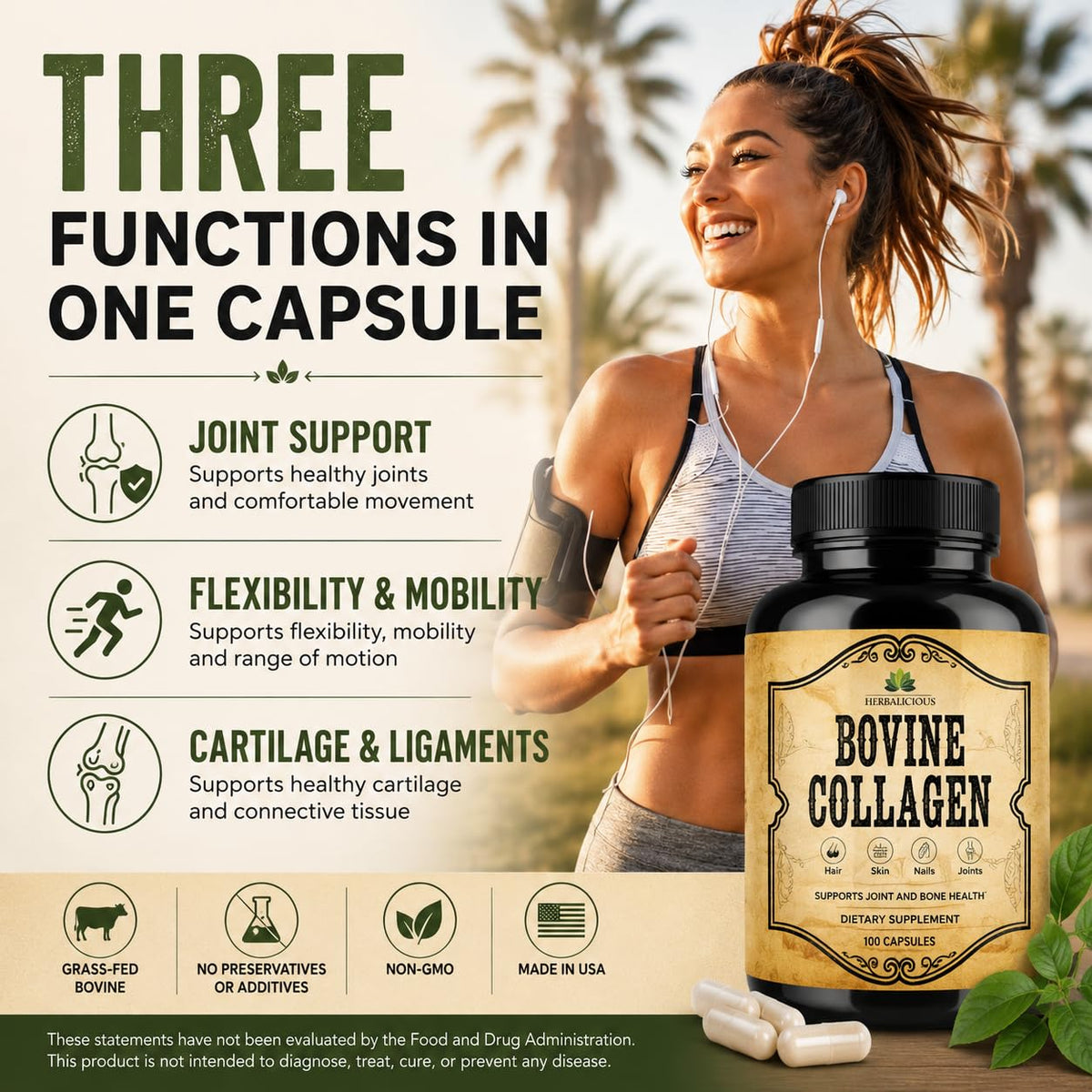 HERBALICIOUS collagène bovin à côté de produits de beauté