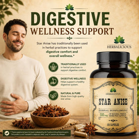 HERBALICIOUS Étoile de Badiane 1000mg 100 Capsules - étiquette