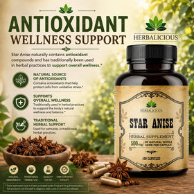 HERBALICIOUS Étoile de Badiane 1000mg 100 Capsules - format de capsule
