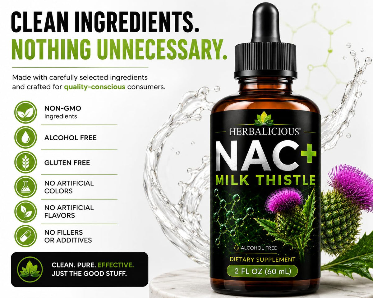 HERBALICIOUS Extrait de Chardon-Marie avec NAC 60 ml vue latérale