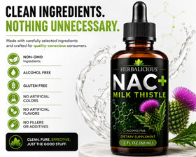 HERBALICIOUS Extrait de Chardon-Marie avec NAC 60 ml vue latérale