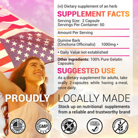 HERBALICIOUS Quinine Capsules 500mg arrière du flacon