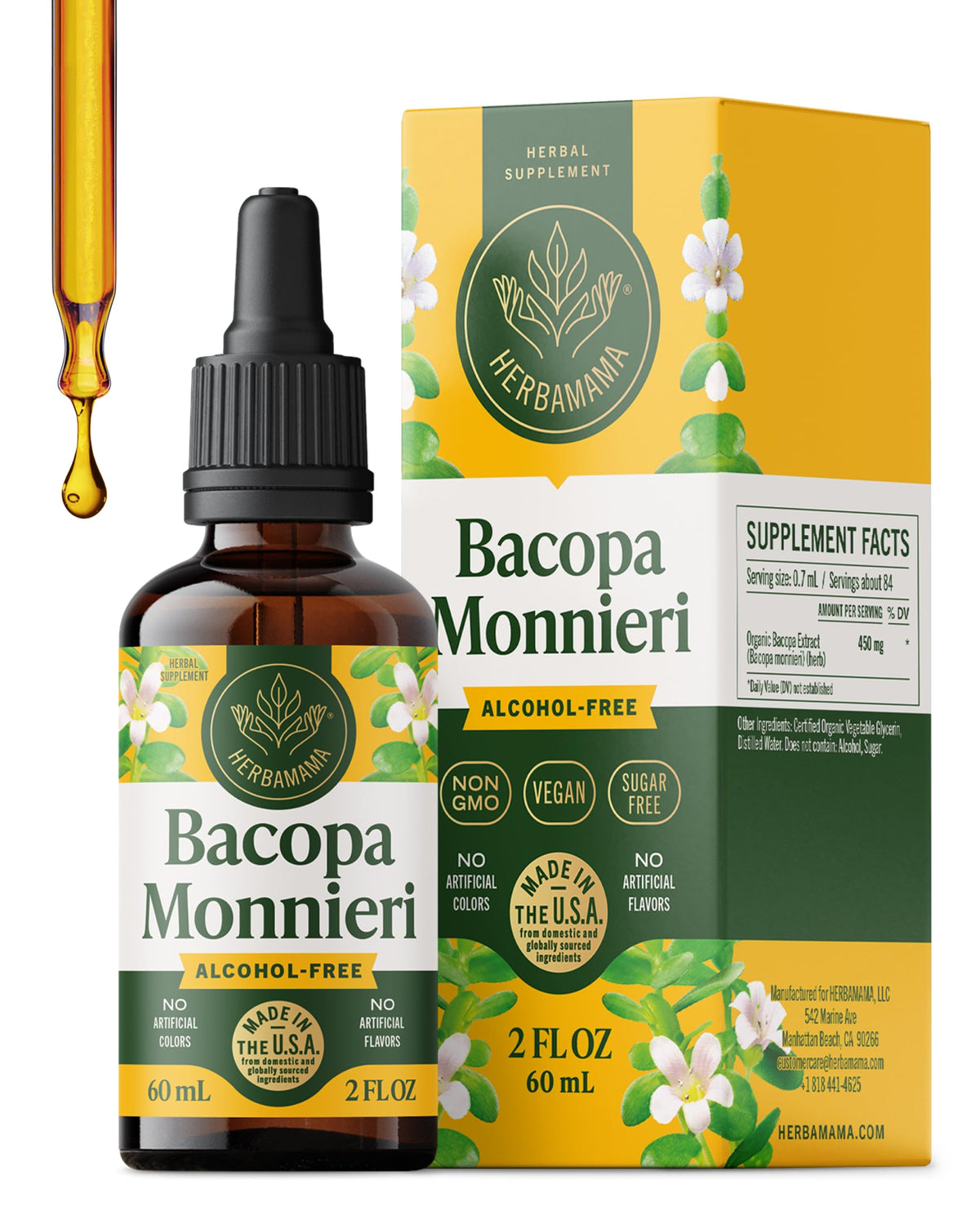 HERBAMAMA Bacopa Monnieri 150g flacon avant