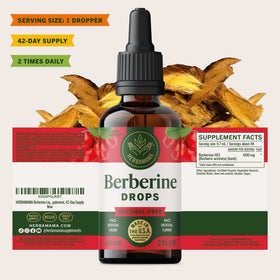 HERBAMAMA Berbérine 500 mg avec ingrédients sur la table