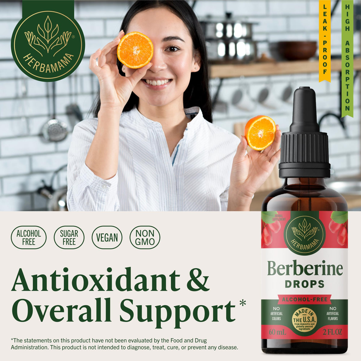 HERBAMAMA Berbérine 500 mg gouttes avec compte-gouttes