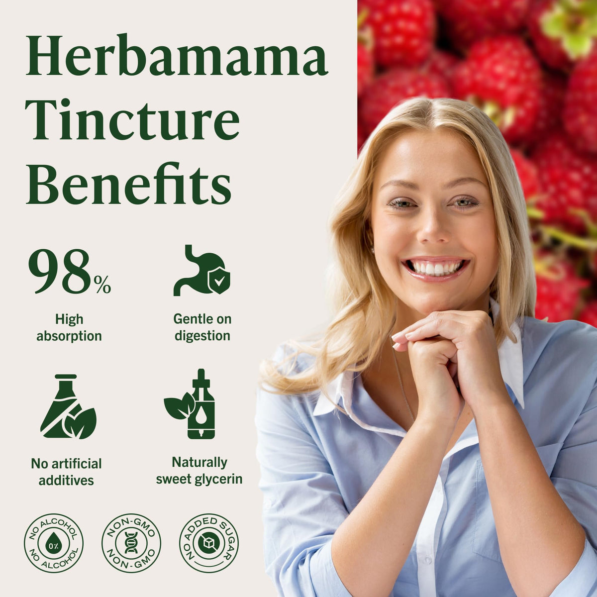HERBAMAMA Cétones de Framboise 150g avec verre d'eau