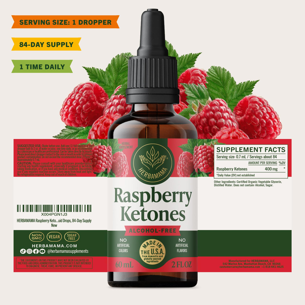 HERBAMAMA Cétones de Framboise 150g prise en main