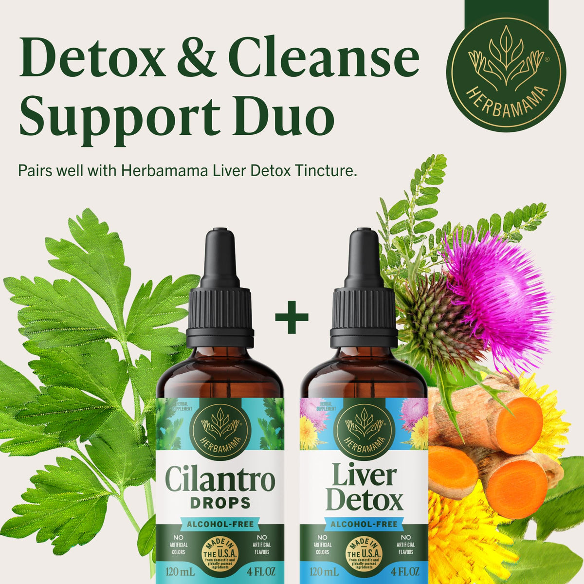 HERBAMAMA Cilantro 240g flacon avec fond naturel