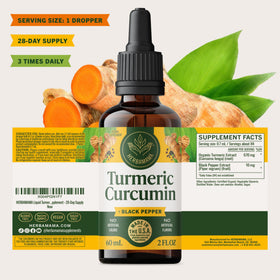 HERBAMAMA Curcuma 670 mg sur une table en bois