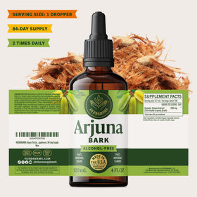 HERBAMAMA Extrait d'Ecorce d'Arjuna 281g avec des herbes sur la table