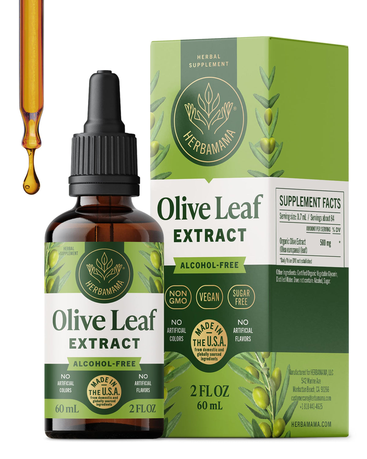 HERBAMAMA Extrait de Feuille d'Olivier Liquide 500 mg vue avant