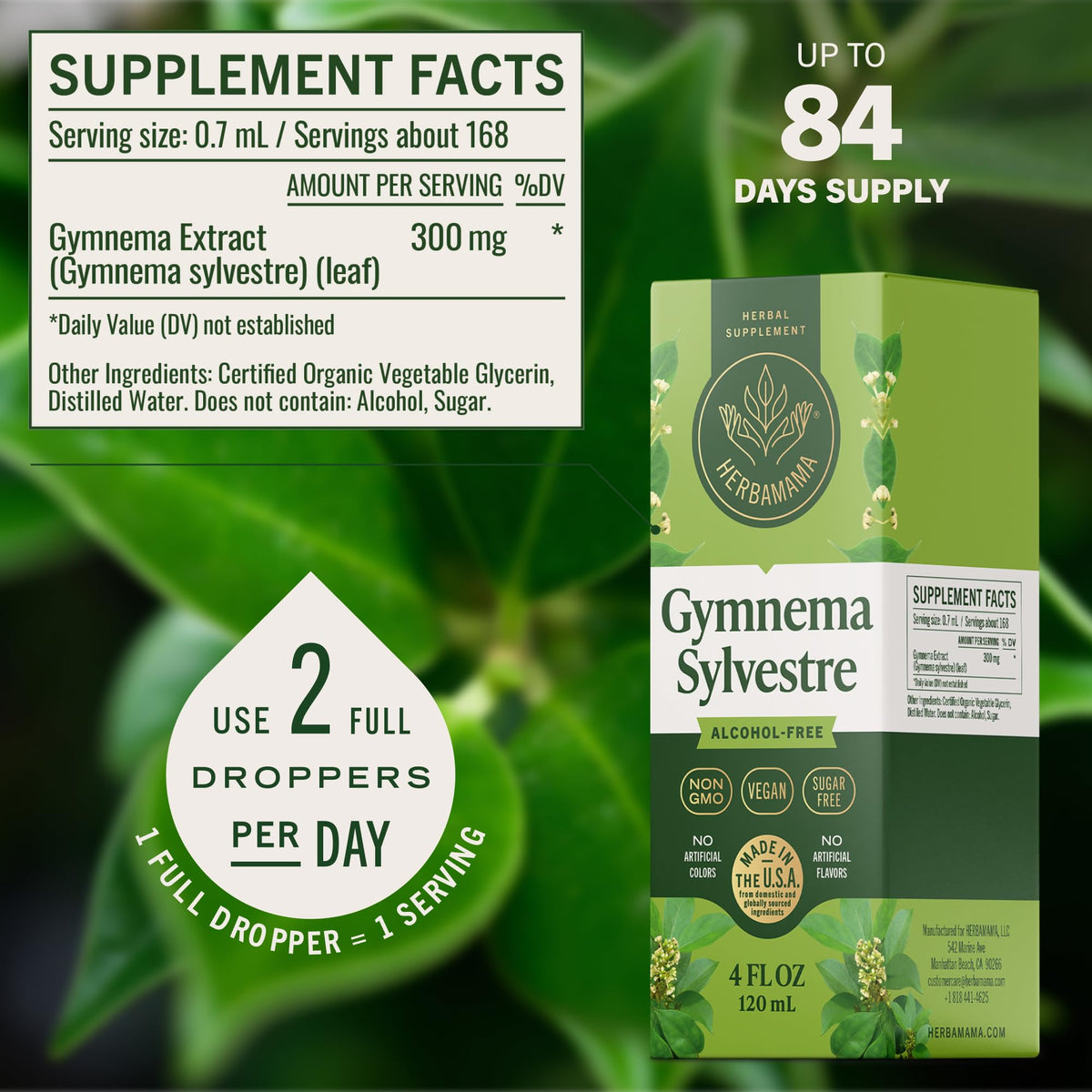 HERBAMAMA Gymnema Sylvestre 281g avec étiquette visible
