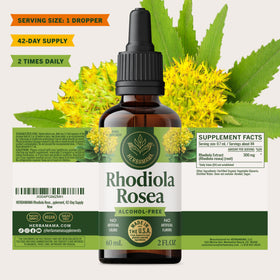 HERBAMAMA Rhodiola Rosea 150g flacon avec arrière-plan naturel