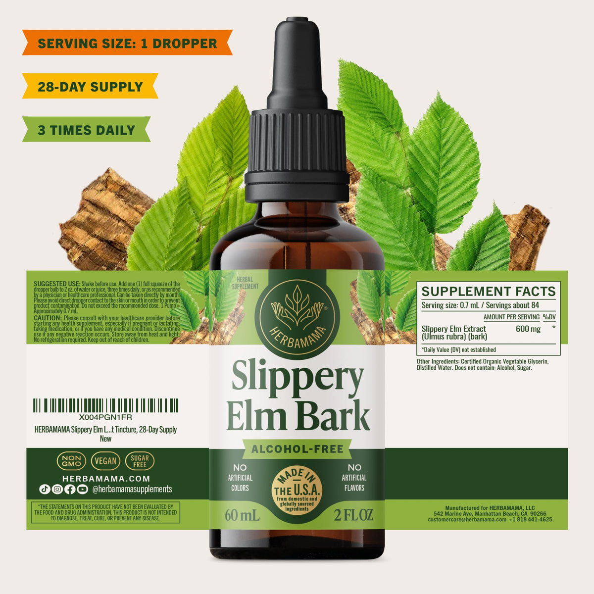HERBAMAMA Slippery Elm 159g avec des fruits frais