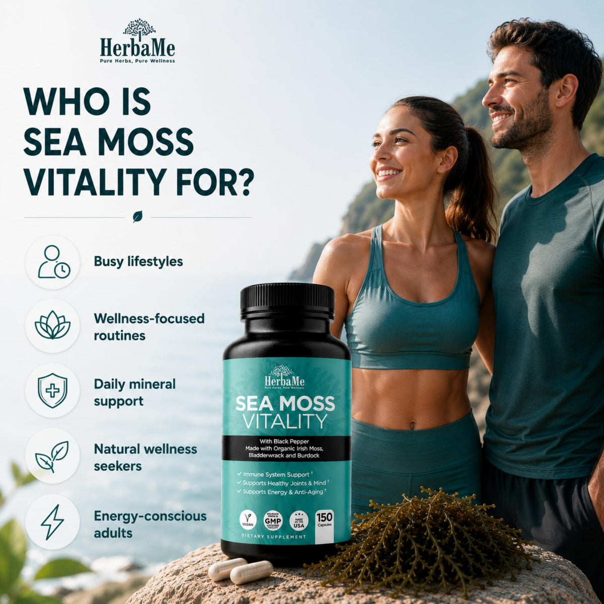 HerbaMe Algues Irlandaises capsules ouvertes avec contenu