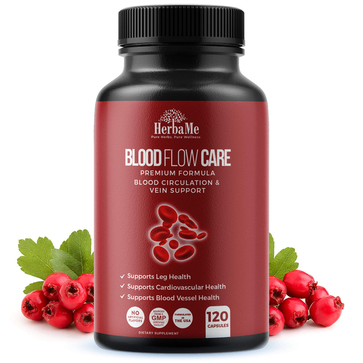 HerbaMe Complément Alimentaire Circulation Sanguine 120 Capsules vue de face