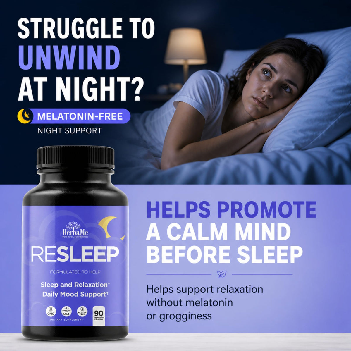HerbaMe Complément Alimentaire Sommeil 91g arrière