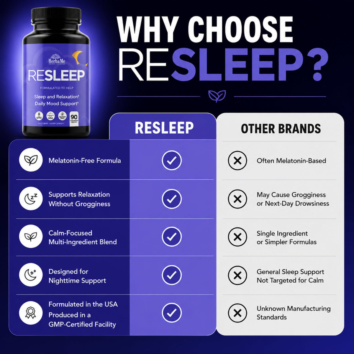 HerbaMe Complément Alimentaire Sommeil 91g avec capsules