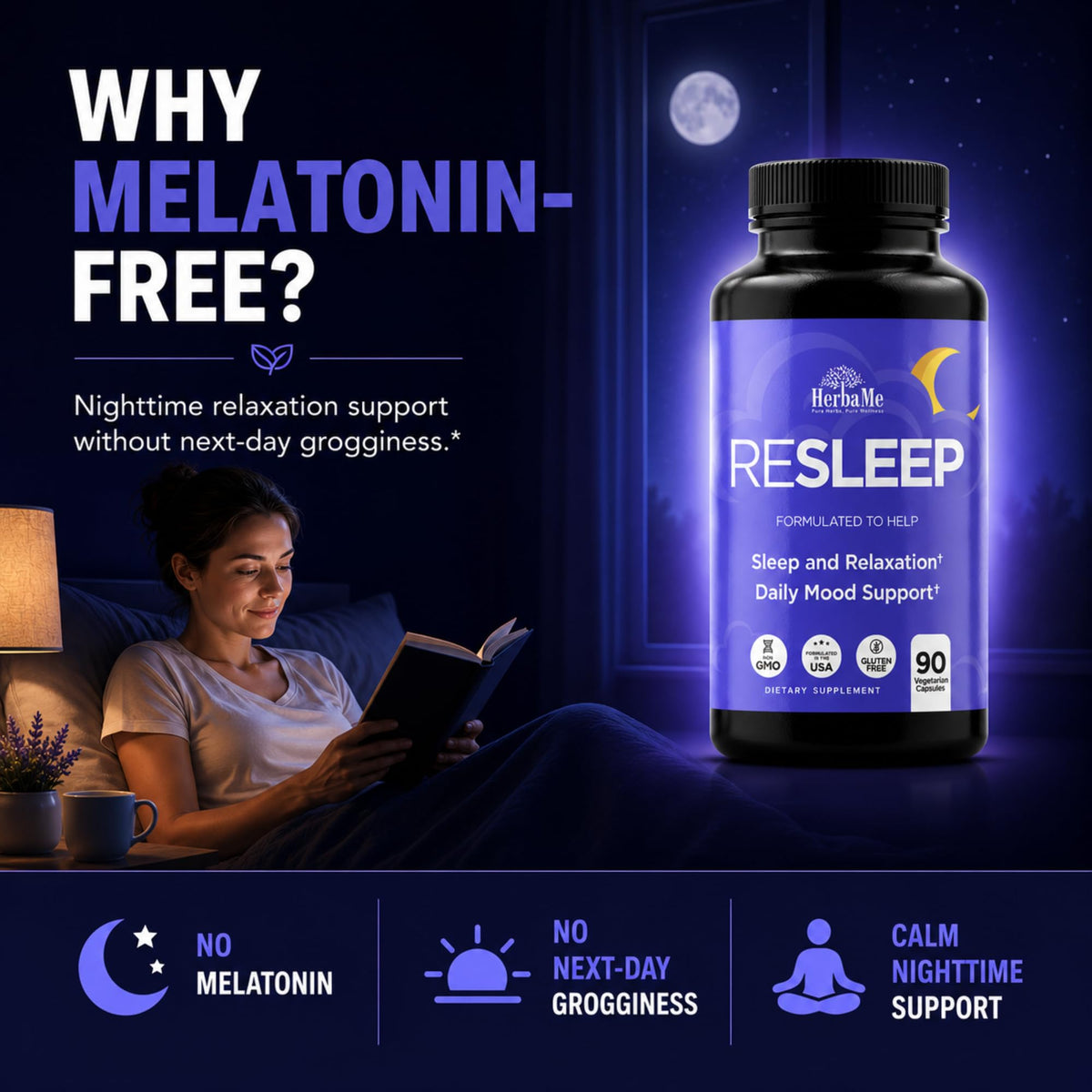 HerbaMe Complément Alimentaire Sommeil 91g côté