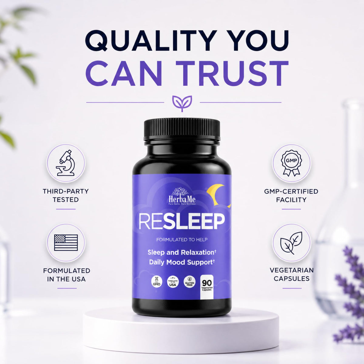 HerbaMe Complément Alimentaire Sommeil 91g en boîte