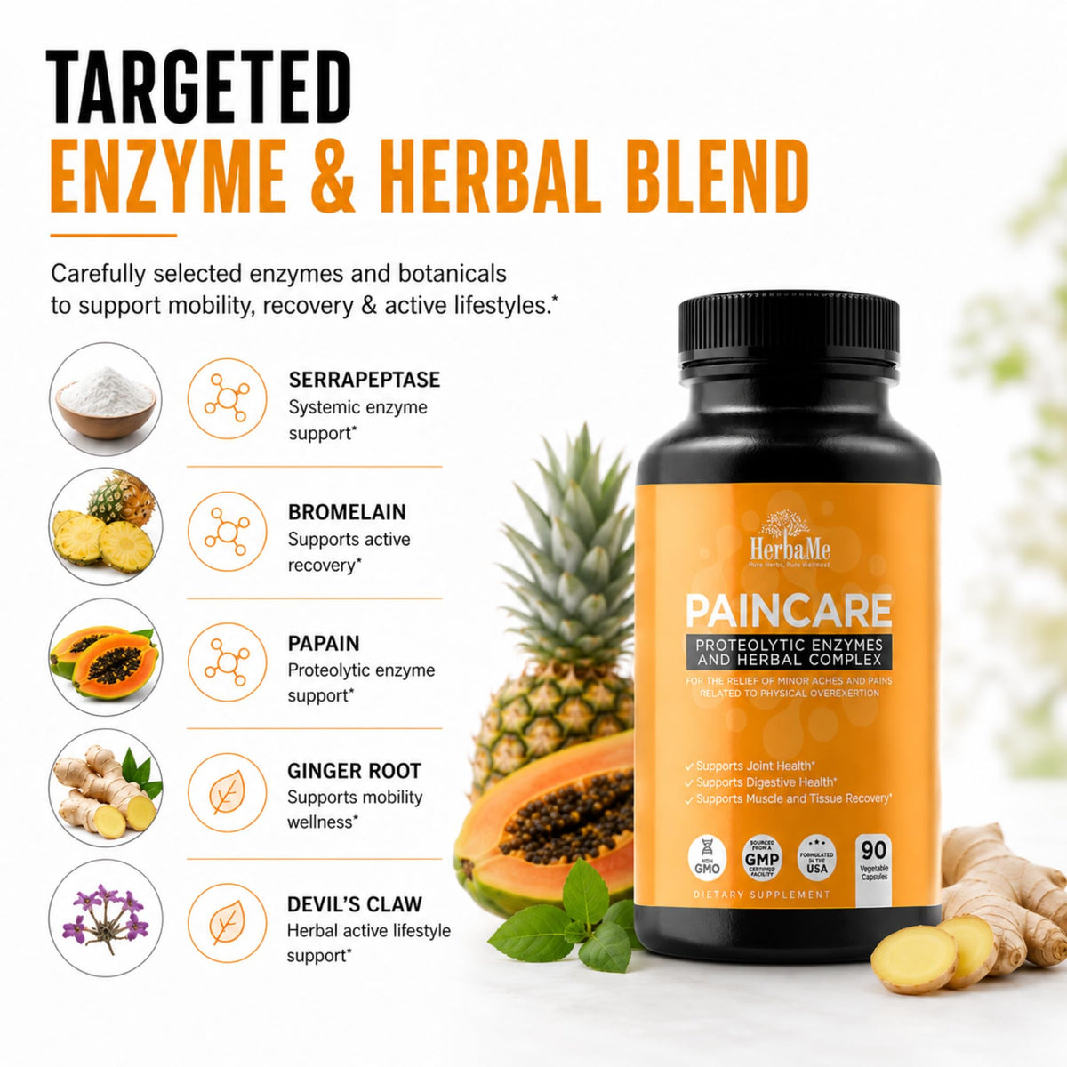 HerbaMe Enzymes Protéolytiques 59g sur un fond neutre