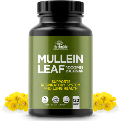 HerbaMe Mullein Leaf 1000mg boîte de 120 capsules vue de face