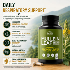 HerbaMe Mullein Leaf 1000mg côté de la boîte avec informations nutritionnelles