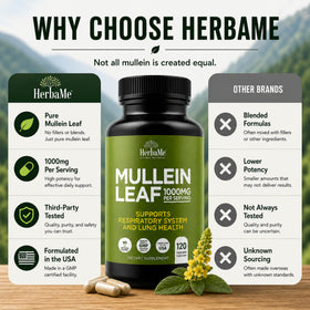 HerbaMe Mullein Leaf 1000mg en situation de prise avec un verre d'eau