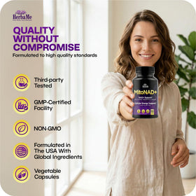 HerbaMe NAD+ Support 60 capsules avec verre d'eau