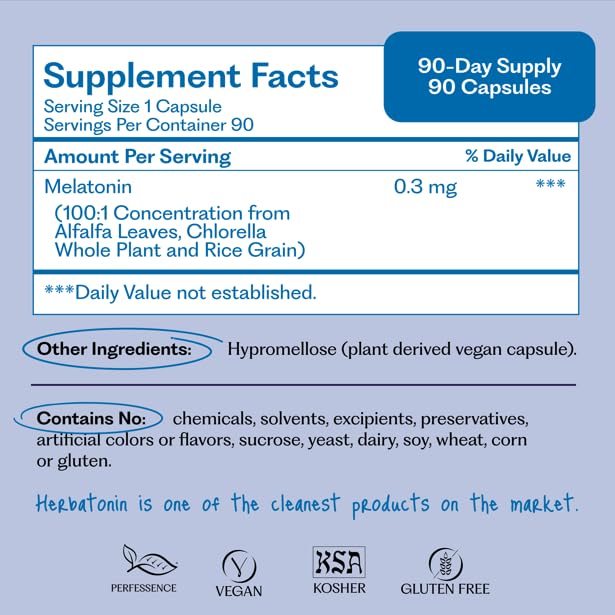 Herbatonin 0,3 mg Mélatonine Végétale avec un verre d'eau