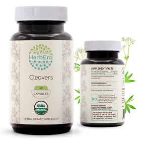 HerbEra Capsules Bio de Cleavers 60 pièces vue de face