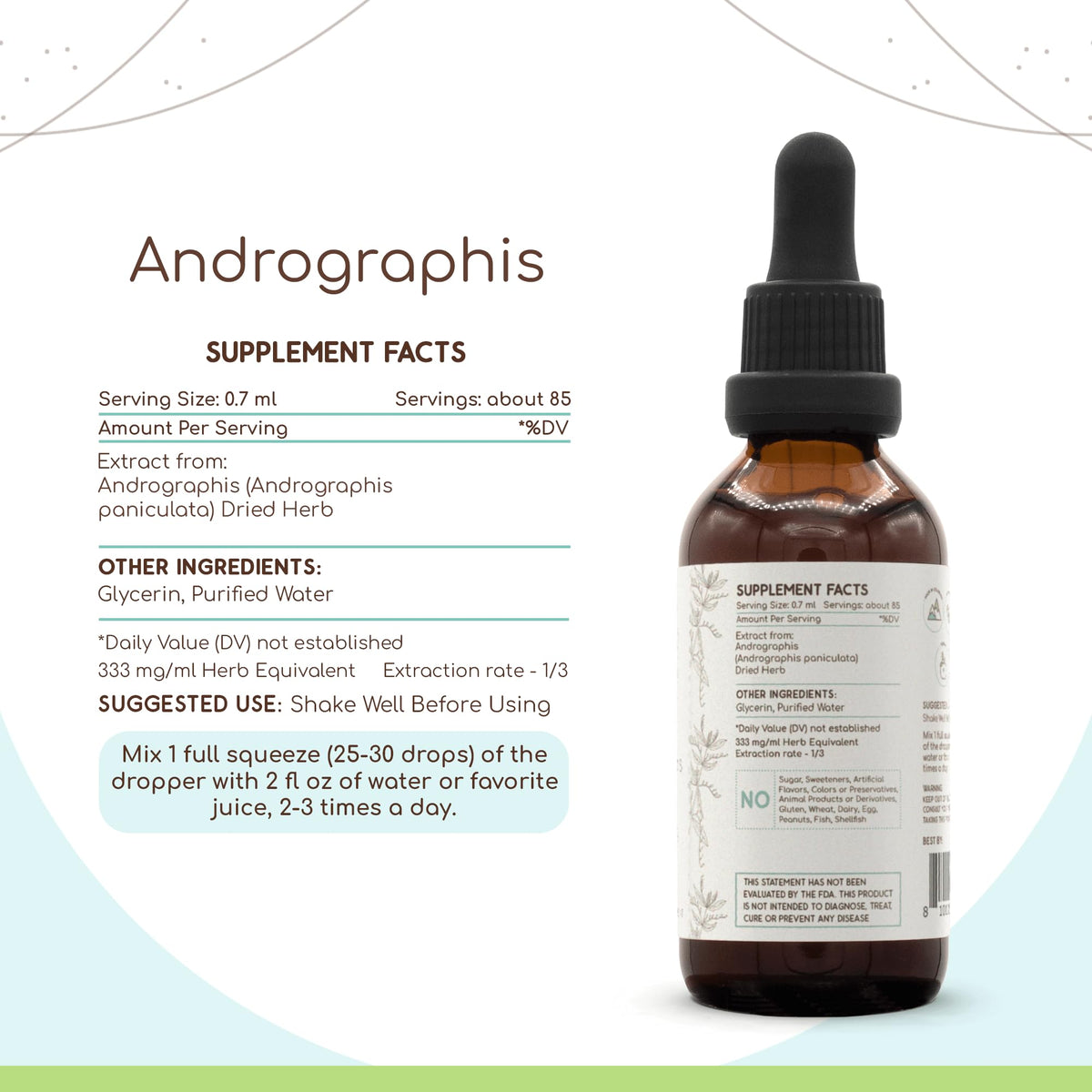 HerbEra Extrait de Plantes Andrographis 2 fl oz côté