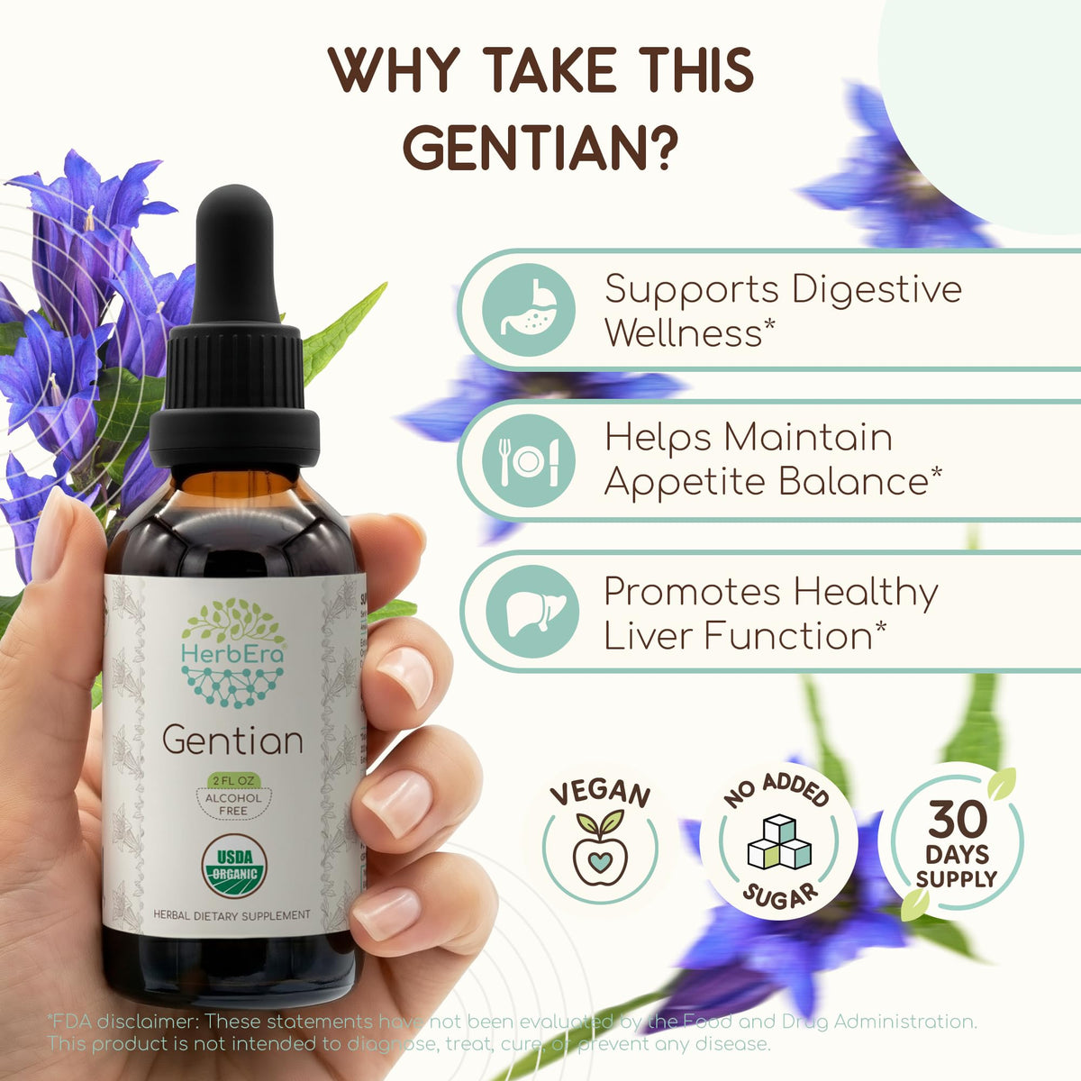 HerbEra Gentiane Bio 60 ml avec goutte à goutte