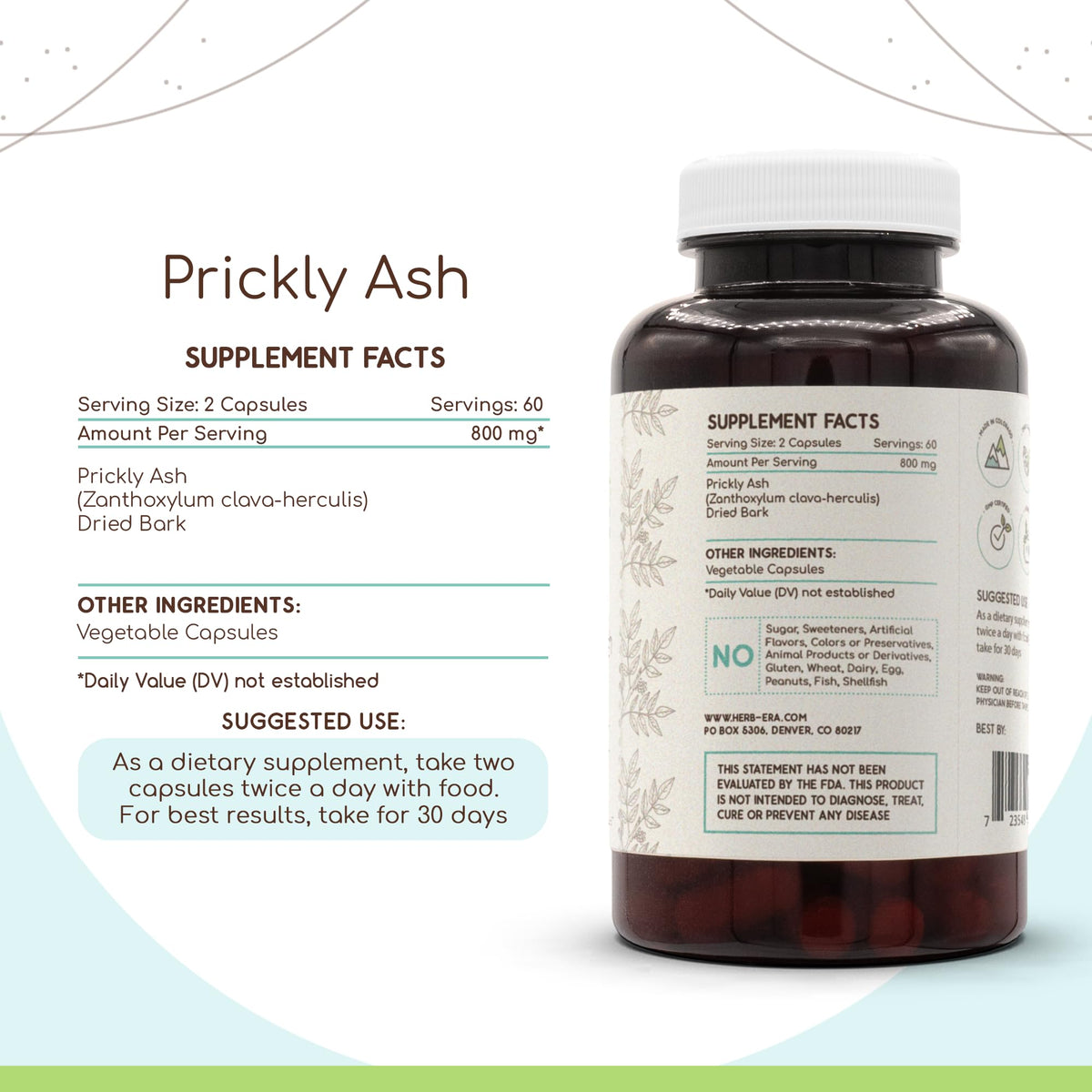 HerbEra Prickly Ash capsules sur une table