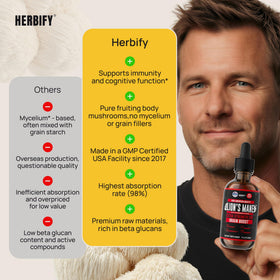 HERBIFY Complément Lion's Mane 120 ml en utilisation avec verre