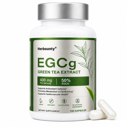 Herbounty extrait de thé vert 50% EGCG capsules boîte vue avant