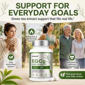 Herbounty extrait de thé vert 50% EGCG capsules vue 3/4
