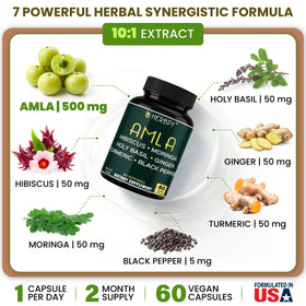 Herbpy Amla 7-en-1 capsules ouvertes sur une table
