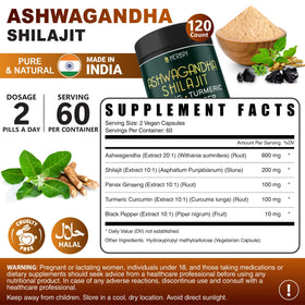 Herbpy Ashwagandha gélules et ingrédients naturels sur une surface en bois