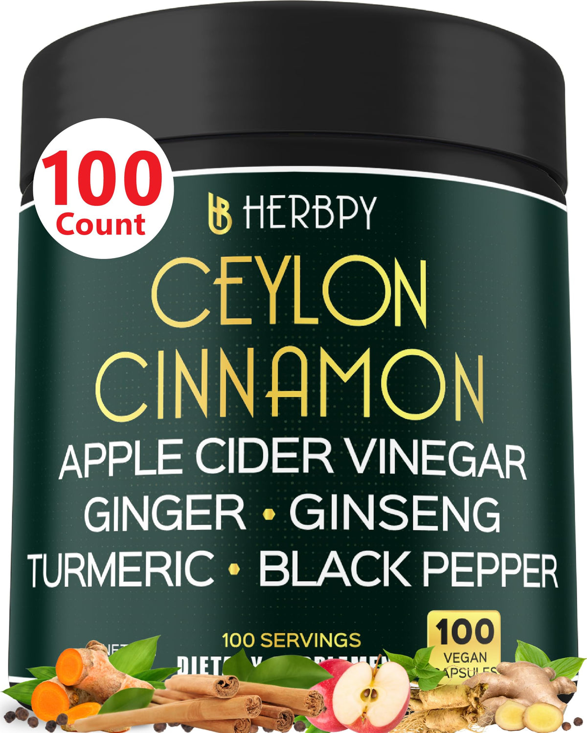 Herbpy Compléments Alimentaires Ceylan Cannelle 6en1 pot noir