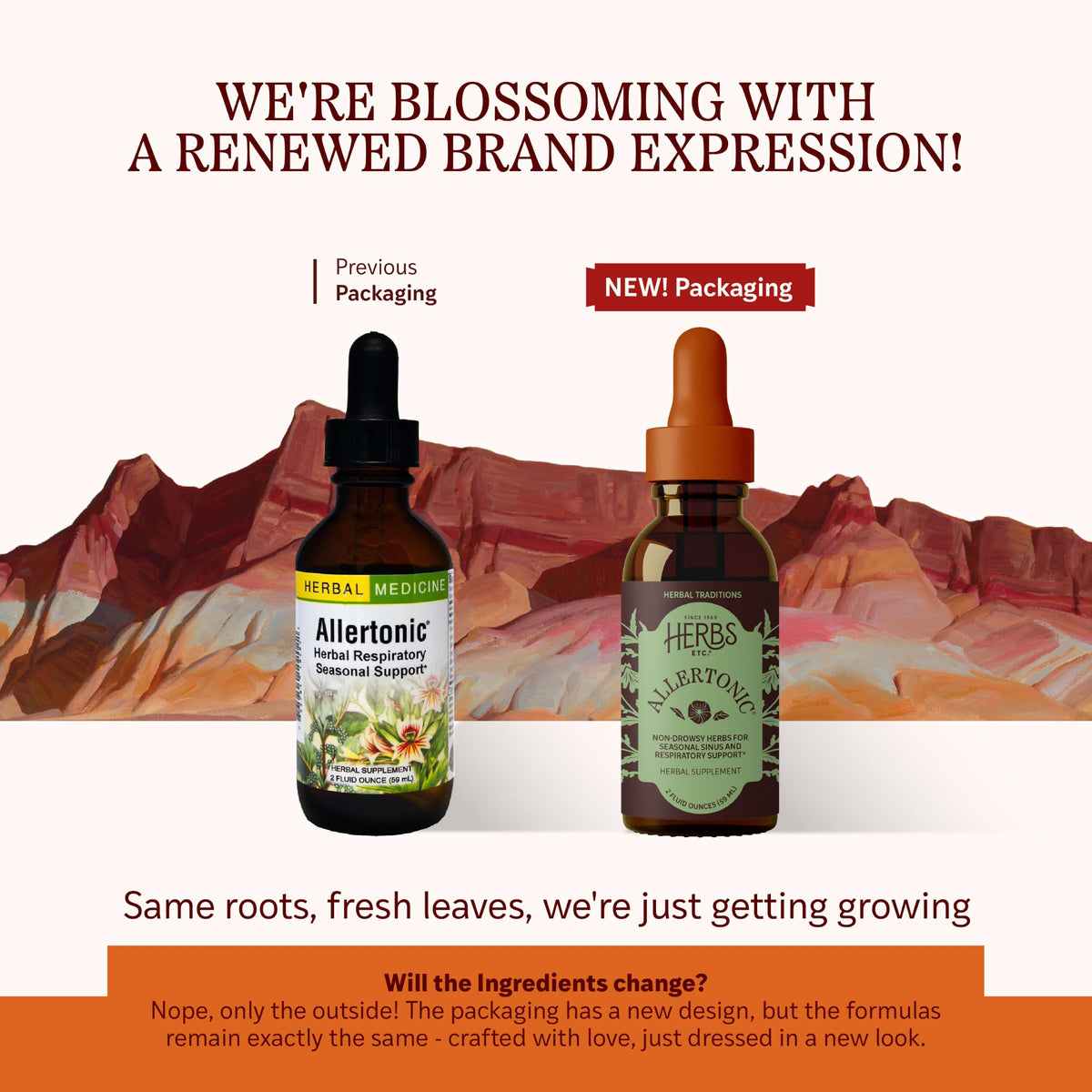 Herbs Etc. Allertonic extrait liquide 2 fl oz étiquette avec ingrédients