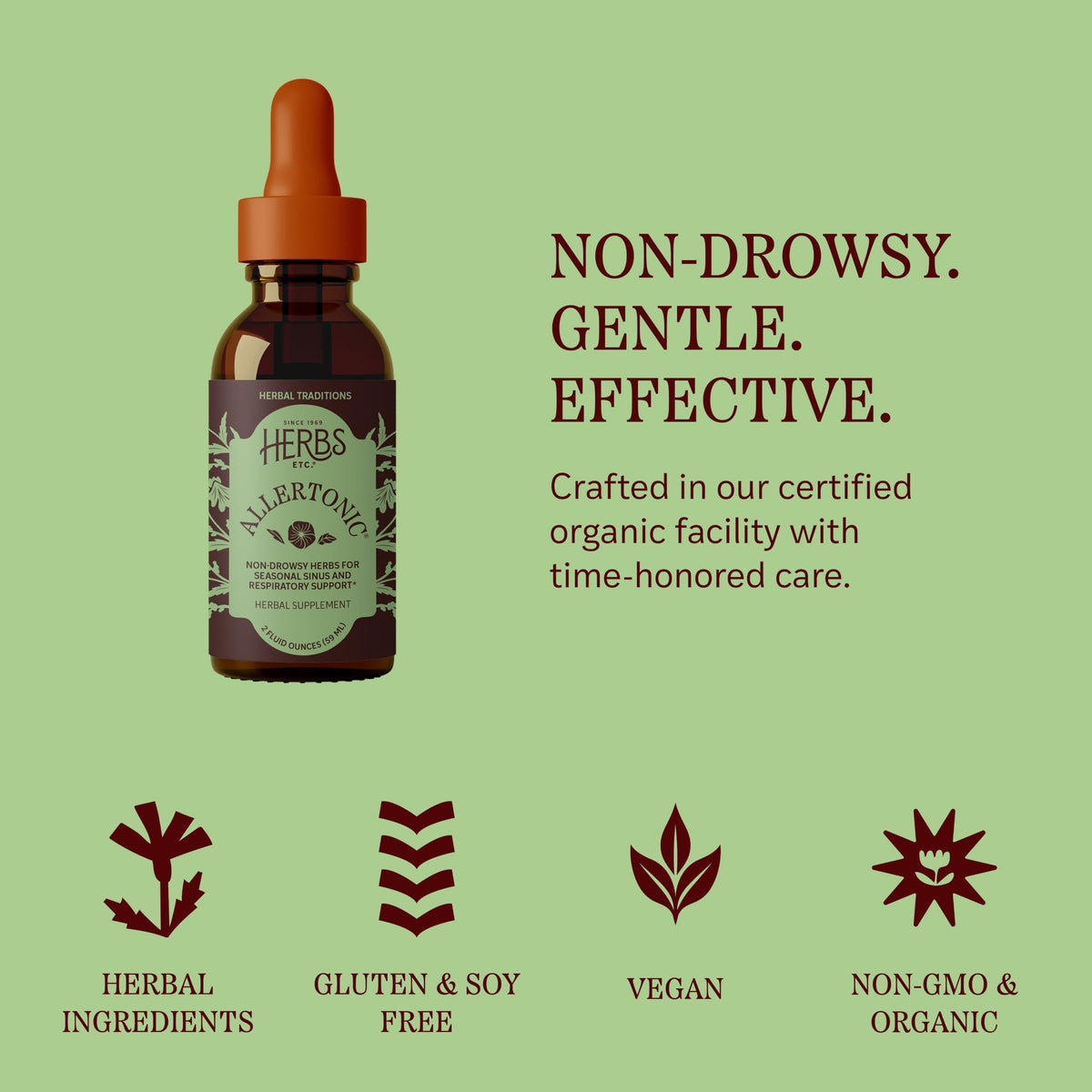 Herbs Etc. Allertonic extrait liquide 2 fl oz packaging